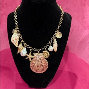 Gold Seashell Charm Necklace - Women Jewelry